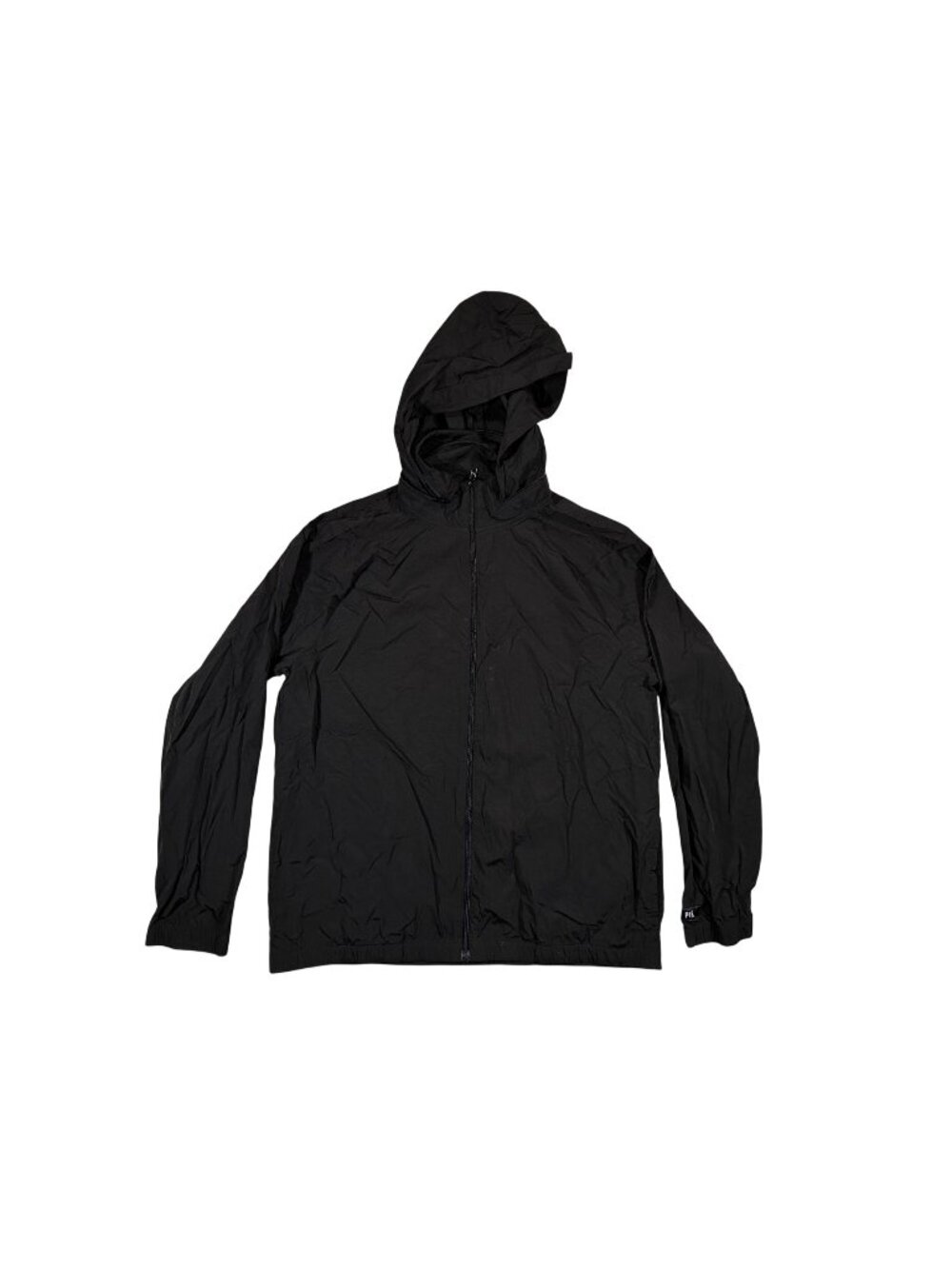 Victorias Secret Pink Black Windbreaker Jacket L/XL Womens Lightweight Hooded